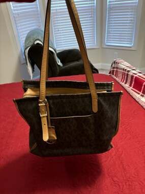 Michael Kors Darien Medium Signature Logo Tote Bag Brown